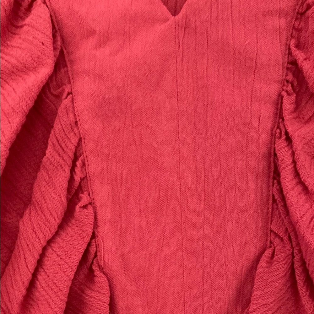 Red Ruffled V-Neck Dress - Picture 4 of 9
